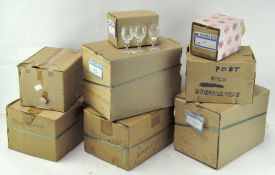 A collection of assorted cut glassware, including Bohemia hock glasses, port glasses and more,