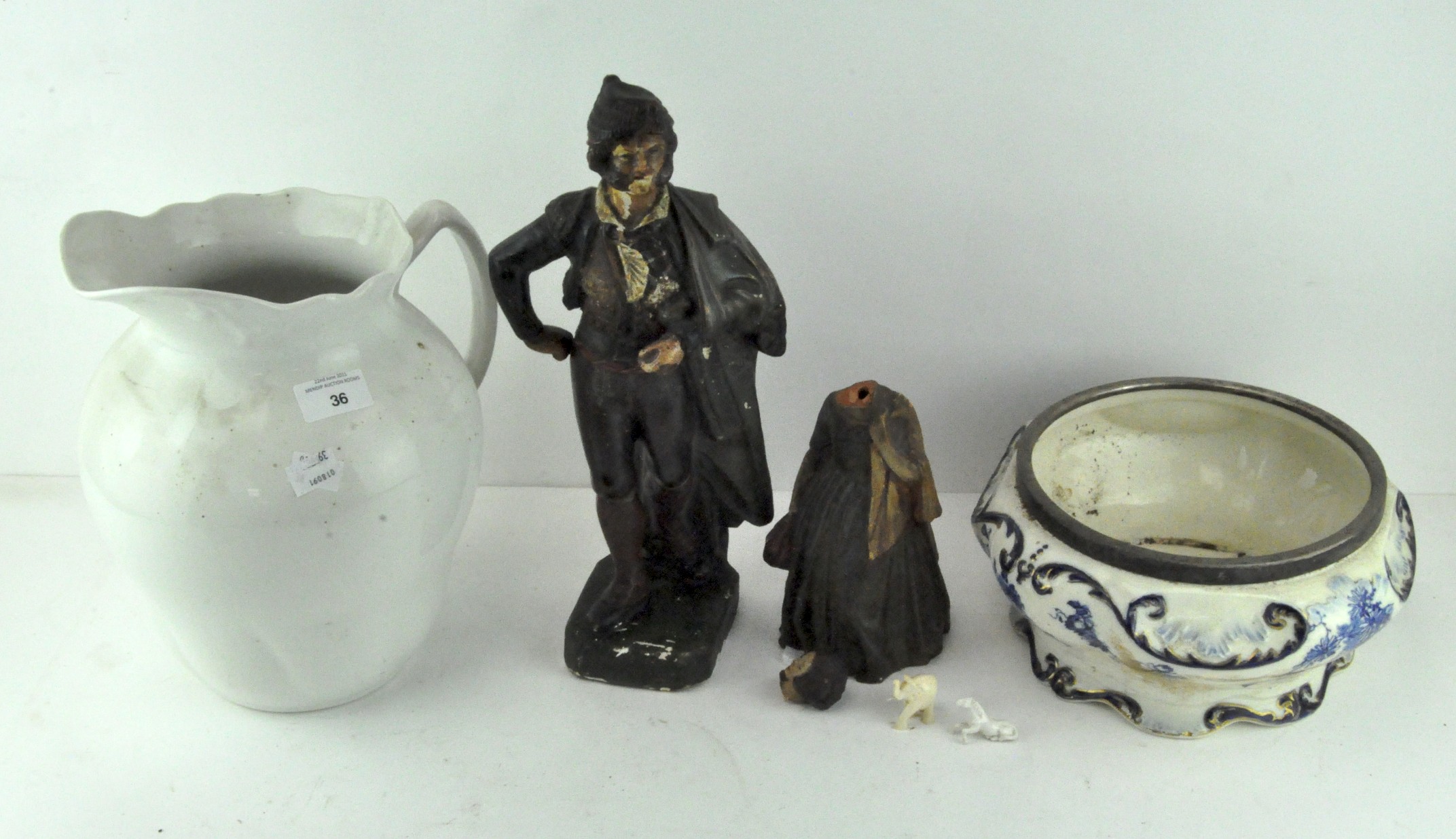 A group of ceramics, including: a Staffordshire pottery water jug, a jardiniere, - Image 2 of 2