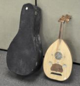 A 20th century lute, with inlaid detailing to the reverse,