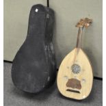 A 20th century lute, with inlaid detailing to the reverse,