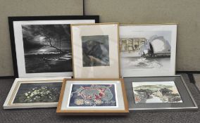 A selection of pictures, including watercolour, oil on canvas and more,