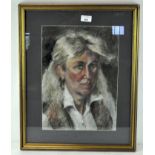 Pastel portrait of a woman, glazed and framed,