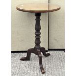 A mahogany wine table on tri-pod base,