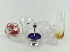 Assorted glassware, including Bohemia cut crystal vase of globular form,