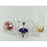 Assorted glassware, including Bohemia cut crystal vase of globular form,