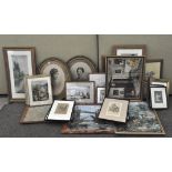 A large quantity of pictures and prints, including needlework examples,