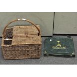 A wicker basket and a velvet box