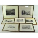 A collection of seven 19th century coloured engravings,