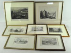 A collection of seven 19th century coloured engravings,