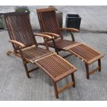 A pair of Trifon teak steamer chairs