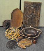 A collection of Native African carved Tribal wooden items,