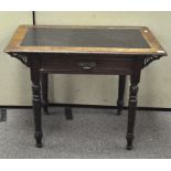 A late 19th century desk with leather inset top, single drawer to front,