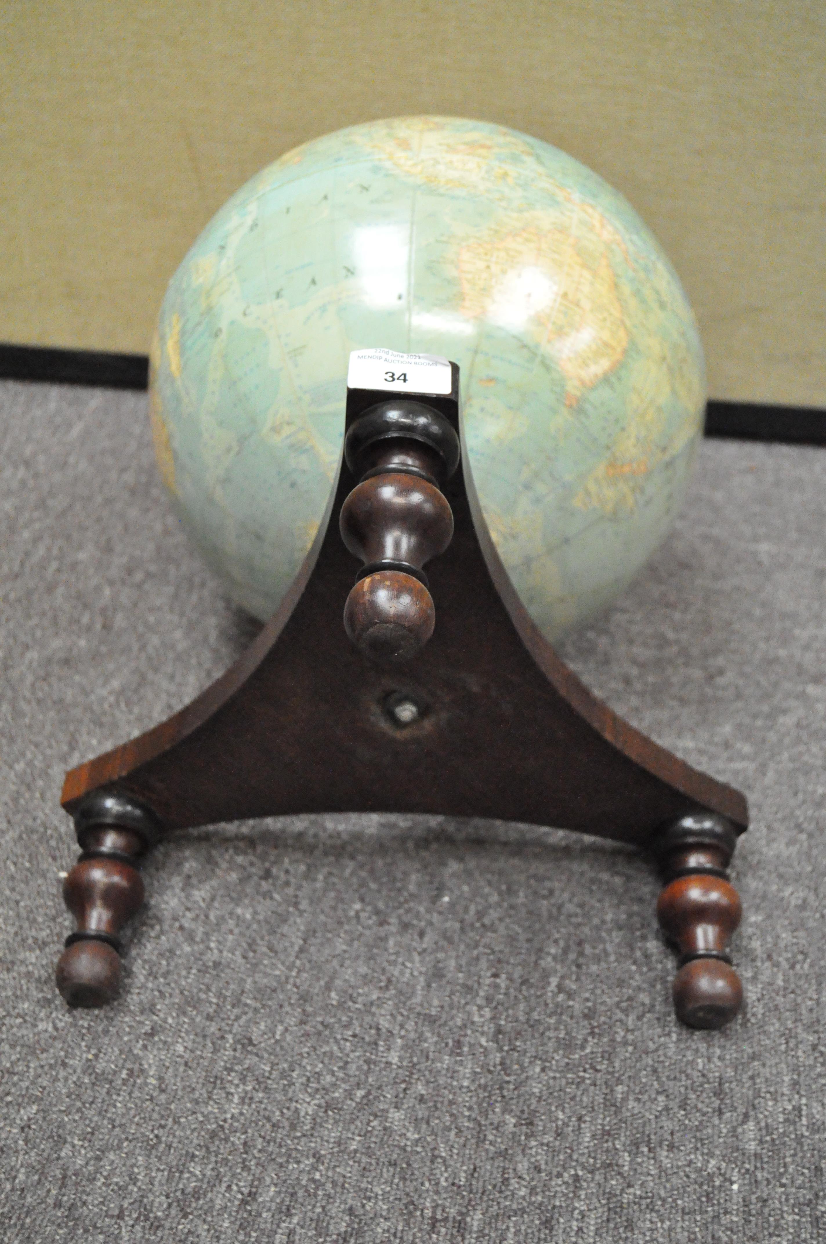 A tabletop terrestrial globe, by Melville Bell, on wooden stand, - Image 4 of 5