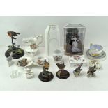 A quantity of decorative china, including various bird figures, a Royal Worcester dish,