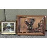 A contemporary polished copper plaque featuring an eagle in flight,