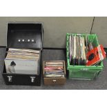 A collection of vintage vinyl albums and singles records (two cases)