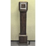 An oak cased Grandmother clock, on square base,