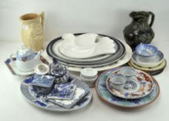 A collection of assorted contemporary ceramics, including a Burleigh jug,