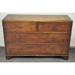 A mahogany chest of drawers, a pair of short drawers above two longer ones, all with brass handles,