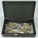 A quantity of bone handled silver plated flatware, including one with a silver blade,