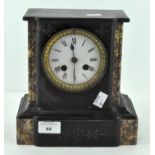 A 20th Century marble mantel clock, white enamel dial with Roman numerals, height 22.