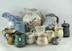 A collection of ceramic jugs,