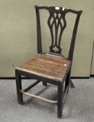 An oak dining chair, in the Chippendale style,