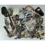 A collection of assorted wristwatches and costume jewellery, to include Seiko Automatic 21 jewel,