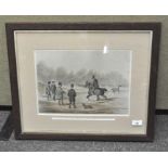 A framed and glazed picture titled "A sketch in Chas Symonds Paddock" 26cm x 36cm