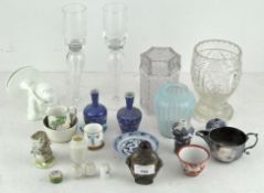 A collection of glassware and other items