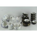 A Victoria six piece tea service, including cups and saucers, teapot, sugar bowls and milk jug,