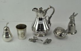 A quantity of silver plate including a rabbit stirrup cup