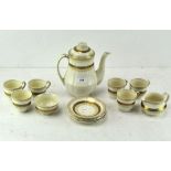 An Alfred Meakin 'Marigold' tea service, comprising a teapot, jug, sugar bowl and cups and saucers,