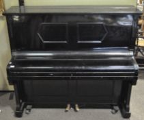 A J Becker upright piano, in black panelled case