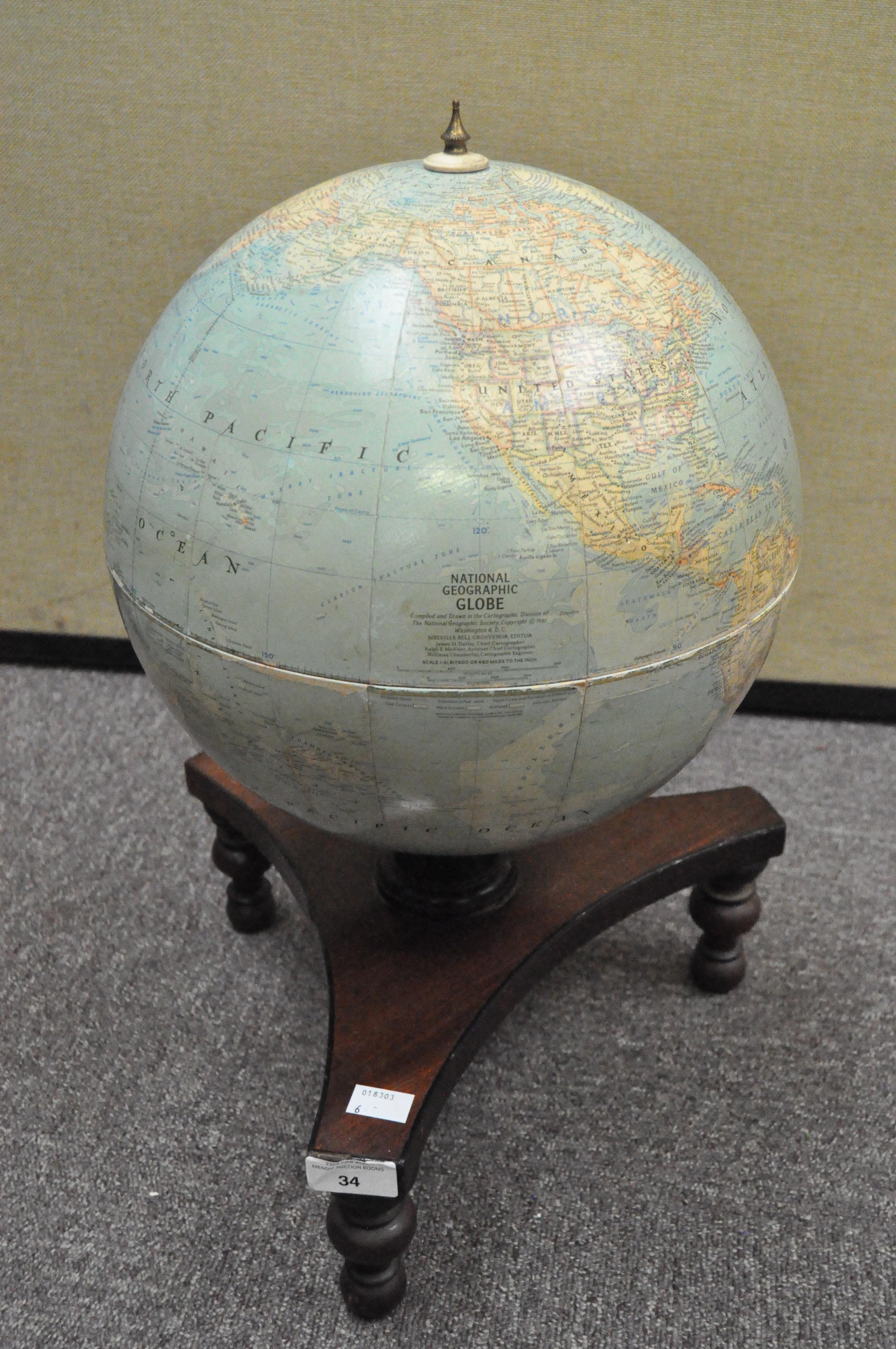 A tabletop terrestrial globe, by Melville Bell, on wooden stand, - Image 2 of 5