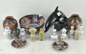 An Imari pattern bowl, a collection of reproduction Chinese miniature vases and other items,