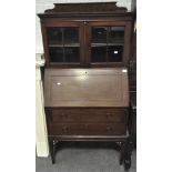 An Edwardian mahogany bureau bookcase,