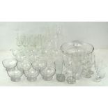 An assortment of glassware, to include cut glass tumblers, champagne flutes,