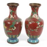 A pair of Chinese cloisonne baluster vases,
