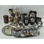 Silver plated trophies and related wares,