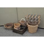 A collection of wicker baskets of varying shape and design;