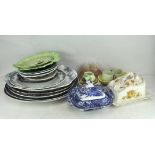 An extensive collection of ceramics, to include early blue and white meat plates,