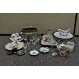 A selection of ceramics and glassware, to including a French pouring jug by Badonviller,