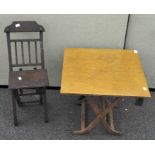 A child's mahogany folding chair,