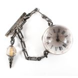 A lady's magnifying pendant watch, the enamelled dial with indistinct inscription