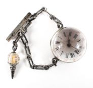 A lady's magnifying pendant watch, the enamelled dial with indistinct inscription