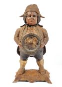 A Bradley and Hubbard novelty clock, cast as a man wearing a bicorn hat, with animated eyes,