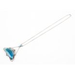 A Charles Horner silver and butterfly wing pendant,