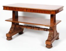 An early Victorian metamorphic mahogany dumb waiter, of rectangular section with three tiers,