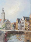 A 20th Century oil on canvas, depicting a street scene of Bruges, signed (lower right) 'Willem',